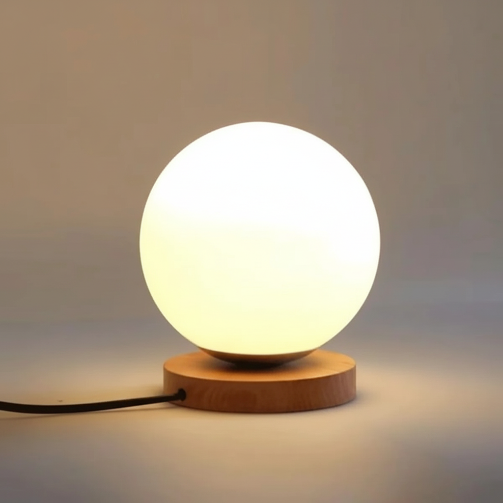 Lampe Globe RGB - Base Bois - Arar Maison