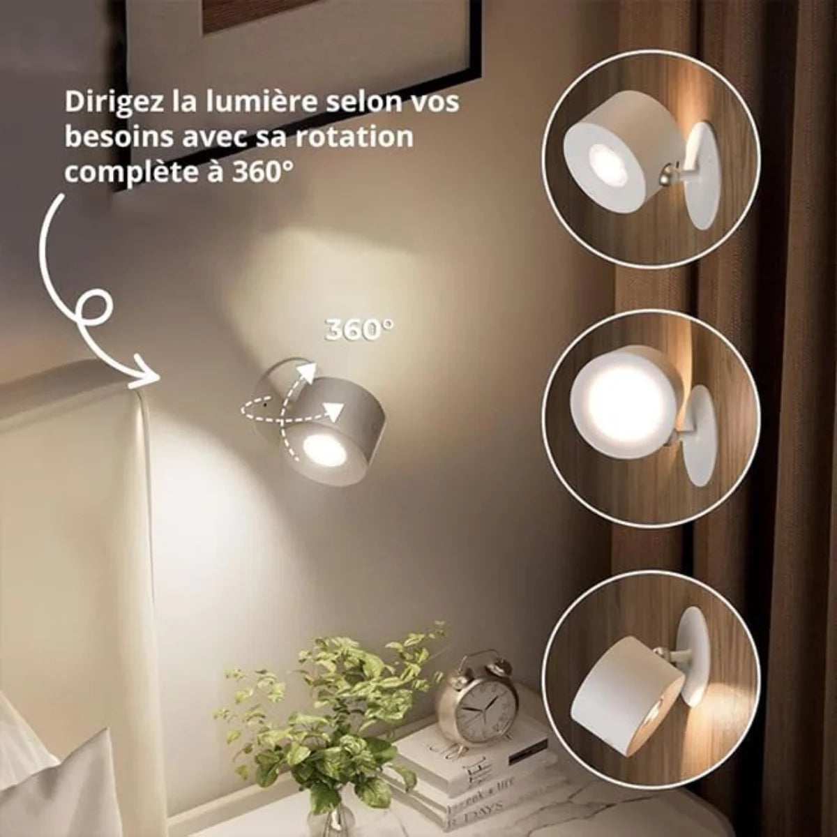 Applique Murale Double Tête - Magnétique & Rotative - Arar Maison