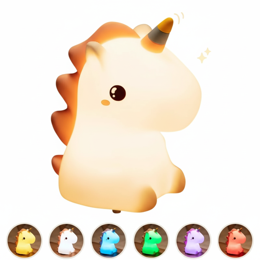 Veilleuse Licorne en Silicone - LED 7 Couleurs Tactile - Arar Maison
