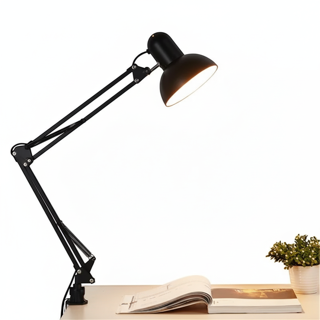 Lampe de Bureau Rétro - Bras Oscillant & Pince Métallique - Arar Maison