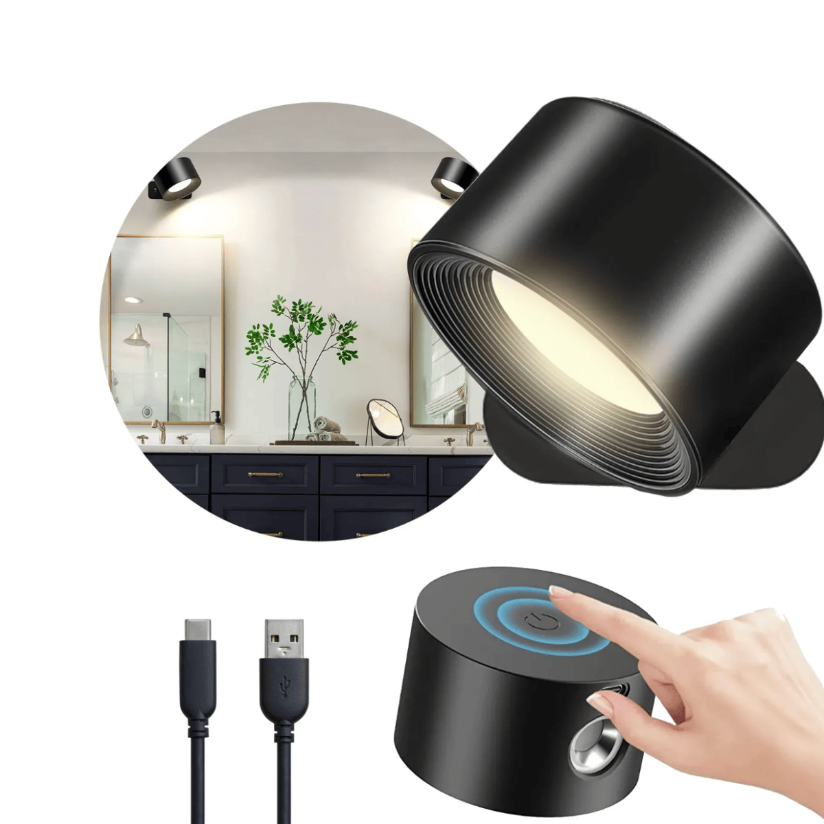 Applique Murale Double Tête - Magnétique & Rotative - Arar Maison