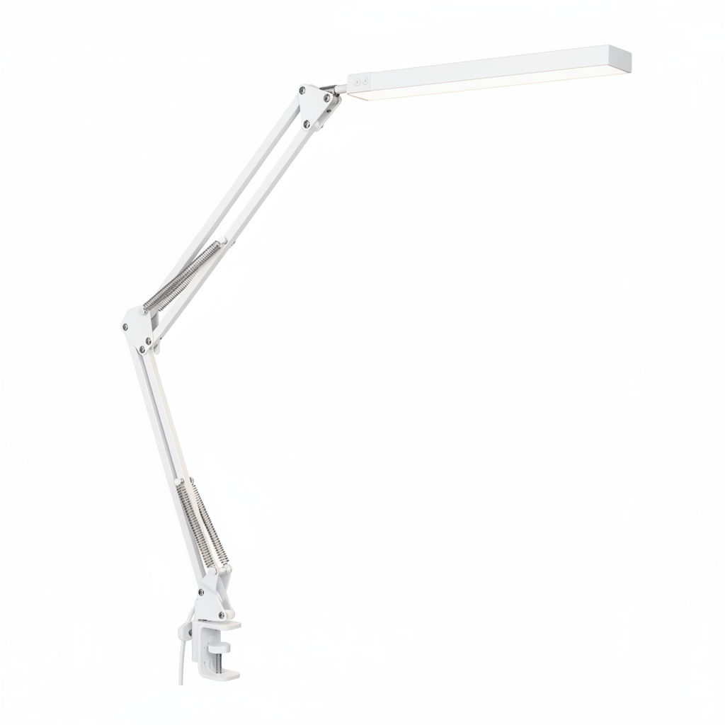 Lampe de Bureau LED à Pince - Bras Articulé & 10 Niveaux d'Intensité - Arar Maison