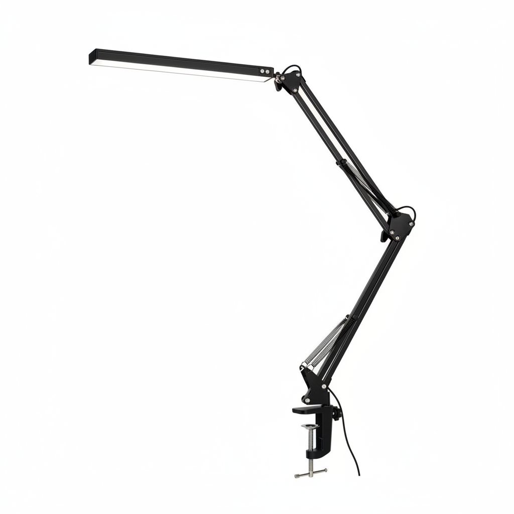 Lampe de Bureau LED à Pince - Bras Articulé & 10 Niveaux d'Intensité - Arar Maison